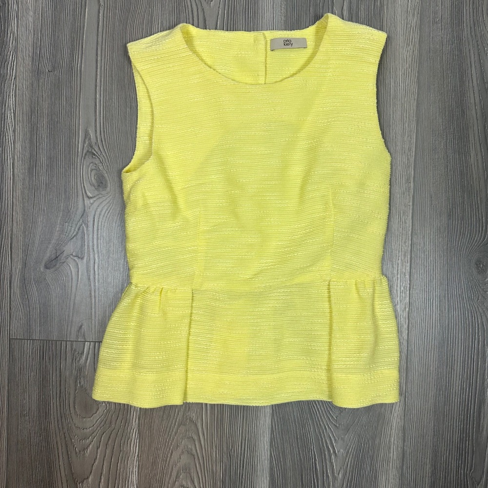 Orla Kiely Yellow Cotton Silk Textured Peplum Top - Colorful Preppy Spring 2015